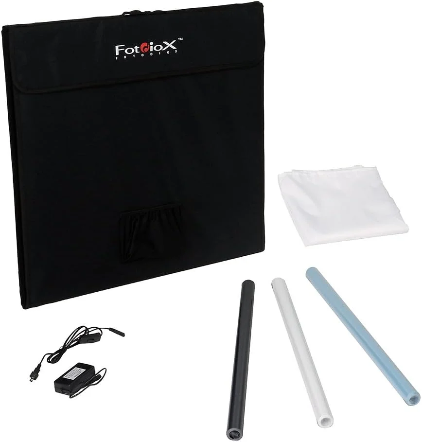 جعبه استودیویی LED فوتودیوکس پرو 28x28 اینچ برای عکاسی رومیزی - شامل چادر نور، چراغ های LED یکپارچه، کیف حمل و چهار پس زمینه جعبه استودیویی LED فوتودیوکس پرو 28x28 اینچ برای عکاسی رومیزی - شامل چادر نور، چراغ های LED یکپارچه، کیف حمل و چهار پس زمینه