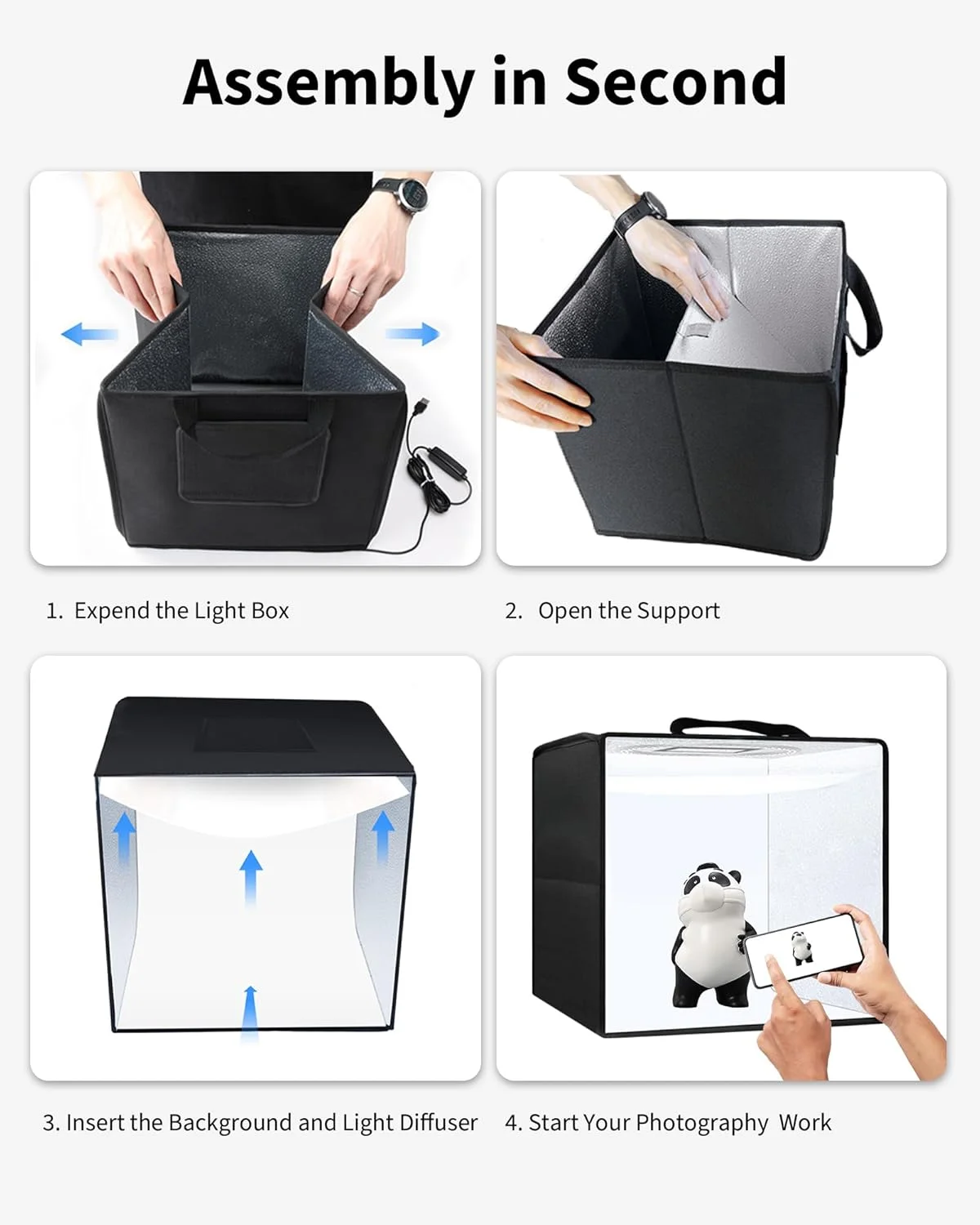 جعبه نور عکاسی کوچک Glendan، جعبه نور استودیویی 10"x10"، چادر نور عکاسی تاشو قابل حمل با CRI >95، دارای 88 عدد چراغ LED + 6 نوع پس زمینه رنگی دو طرفه برای محصولات با اندازه کوچک جعبه نور عکاسی کوچک Glendan، جعبه نور استودیویی 10"x10"، چادر نور عکاسی تاشو قابل حمل با CRI >95، دارای 88 عدد چراغ LED + 6 نوع پس زمینه رنگی دو طرفه برای محصولات با اندازه کوچک