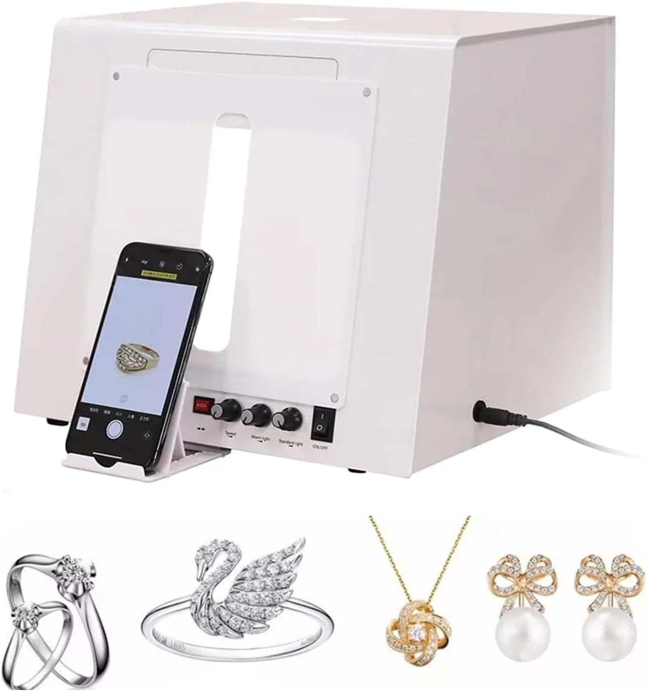 جعبه نور استودیویی عکاسی، سافت باکس چادر عکاسی جواهرات با قابلیت تنظیم نور، صفحه گردان هوشمند عکاسی 20/30 سانتی متر، برای عکاسی جواهرات، فیلمبرداری و اسکن سه بعدی 30 سانتی متر