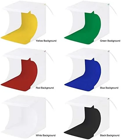 جعبه نور حلقه ای LED 23 سانتی متری استودیوی عکس جعبه نور سافت باکس کیت چادر عکاسی با نور سفید/گرم/نرم و 6 پس زمینه رنگی جعبه نور حلقه ای LED 23 سانتی متری استودیوی عکس جعبه نور سافت باکس کیت چادر عکاسی با نور سفید/گرم/نرم و 6 پس زمینه رنگی