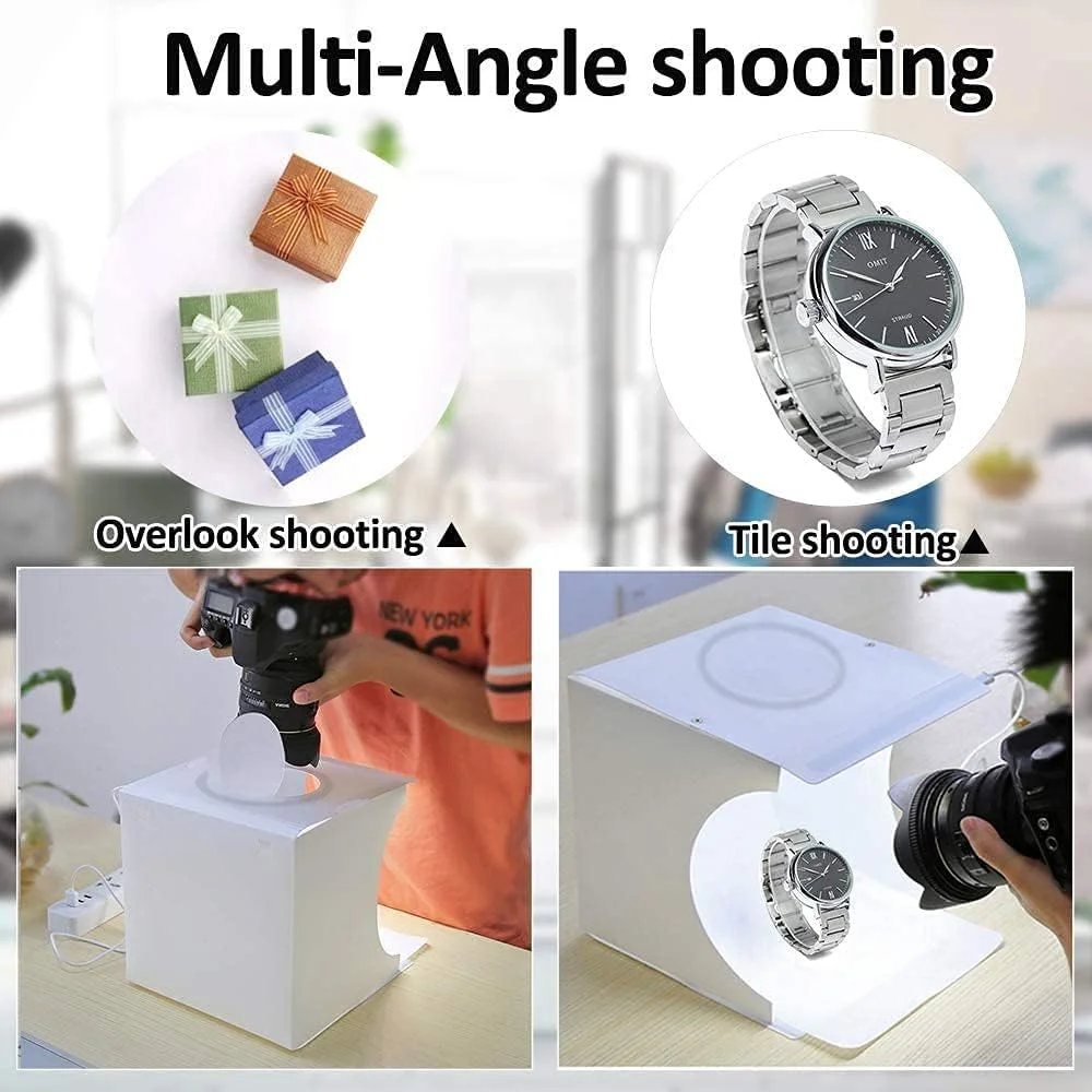 جعبه نور حلقه ای LED 23 سانتی متری استودیوی عکس جعبه نور سافت باکس کیت چادر عکاسی با نور سفید/گرم/نرم و 6 پس زمینه رنگی جعبه نور حلقه ای LED 23 سانتی متری استودیوی عکس جعبه نور سافت باکس کیت چادر عکاسی با نور سفید/گرم/نرم و 6 پس زمینه رنگی