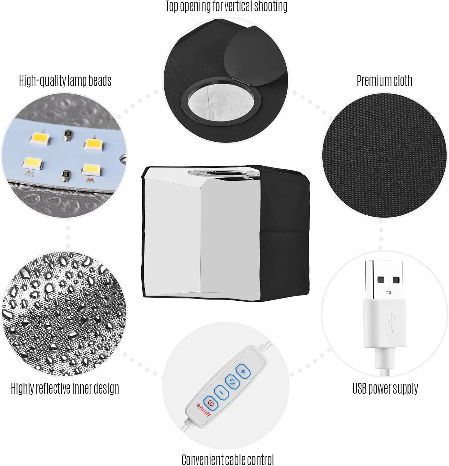 لایت باکس عکاسی کوچک قابل حمل Labymos 25 X 25 سانتی متر با 6 پس زمینه و منبع تغذیه USB لایت باکس عکاسی کوچک قابل حمل Labymos 25 X 25 سانتی متر با 6 پس زمینه و منبع تغذیه USB