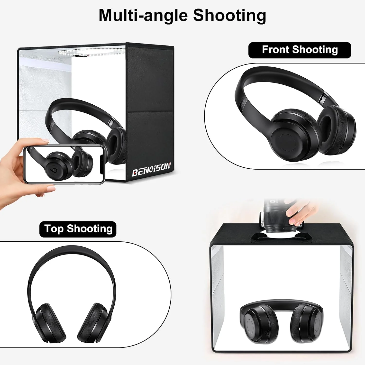 جعبه نور عکاسی - چادر عکاسی قابل حمل 16"x16" با 120 LED و 6 پس زمینه برای عکاسی از جواهرات، ساعت، لوازم آرایشی و مواد غذایی جعبه نور عکاسی - چادر عکاسی قابل حمل 16"x16" با 120 LED و 6 پس زمینه برای عکاسی از جواهرات، ساعت، لوازم آرایشی و مواد غذایی