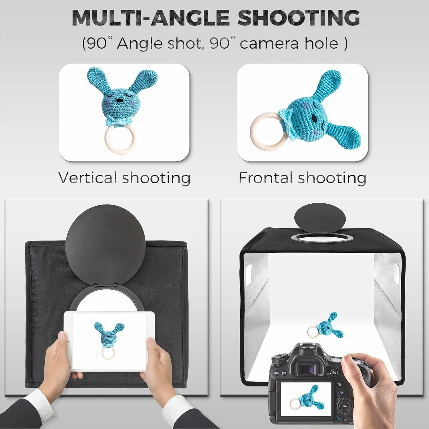 جعبه نور عکاسی کوچک PULUZ، جعبه چادر استودیوی عکس تاشو قابل حمل 25 سانتی متری با 112 عدد چراغ LED CRI ≥97+ و 6 نوع پس زمینه رنگی دو طرفه برای جعبه نور محصولات با اندازه کوچک