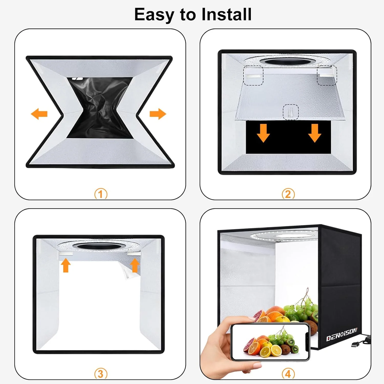 جعبه نور عکاسی - چادر عکاسی قابل حمل 16"x16" با 120 LED و 6 پس زمینه برای عکاسی از جواهرات، ساعت، لوازم آرایشی و مواد غذایی جعبه نور عکاسی - چادر عکاسی قابل حمل 16"x16" با 120 LED و 6 پس زمینه برای عکاسی از جواهرات، ساعت، لوازم آرایشی و مواد غذایی