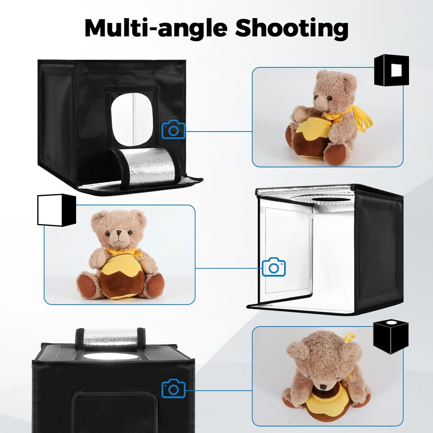جعبه نور عکاسی، 12/16/20/24/32 اینچی با CRI>95 و 120 مهره نوری. کیت چادر عکاسی دیمر دار با نور سفید و گرم. دارای 6 پس زمینه رنگی، مناسب برای نمایش محصولات استودیویی جعبه نور عکاسی، 12/16/20/24/32 اینچی با CRI>95 و 120 مهره نوری. کیت چادر عکاسی دیمر دار با نور سفید و گرم. دارای 6 پس زمینه رنگی، مناسب برای نمایش محصولات استودیویی