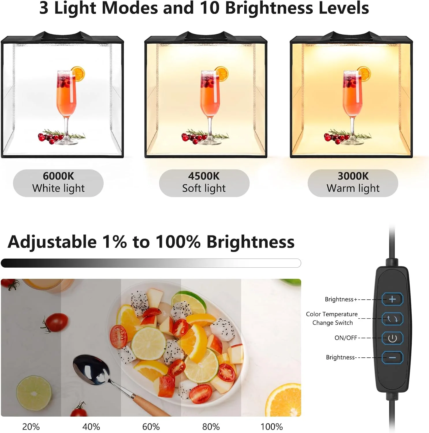 جعبه نور عکاسی LUXCEO با ابعاد 30x30x30 سانتی متر، جعبه نور LED با CRI 95+، چادر نور با 6 پس زمینه PVC، قابل حمل و تاشو، 120 مهره LED، ضبط چند زاویه ای