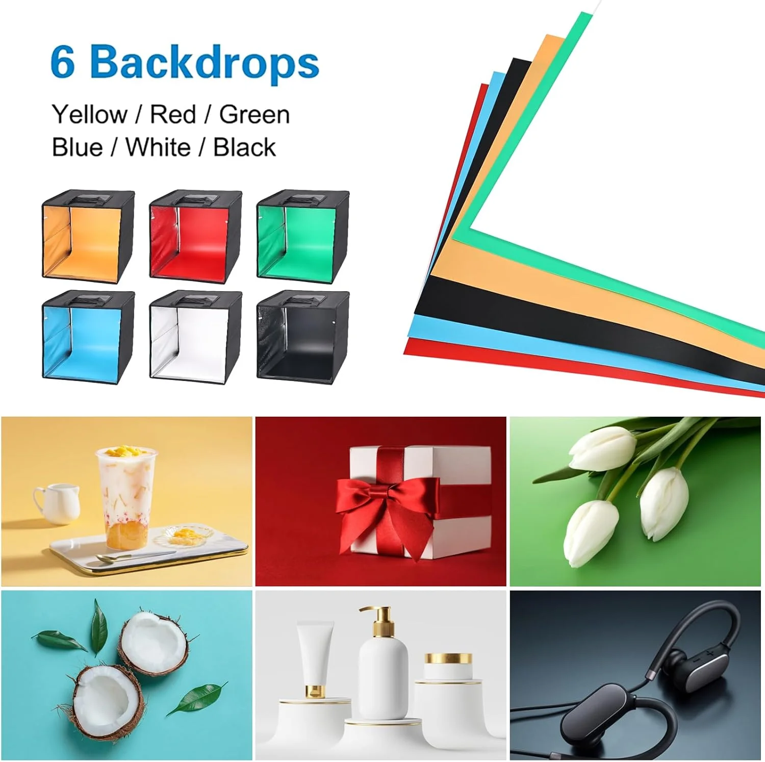 جعبه نور عکاسی LUXCEO با ابعاد 30x30x30 سانتی متر، جعبه نور LED با CRI 95+، چادر نور با 6 پس زمینه PVC، قابل حمل و تاشو، 120 مهره LED، ضبط چند زاویه ای