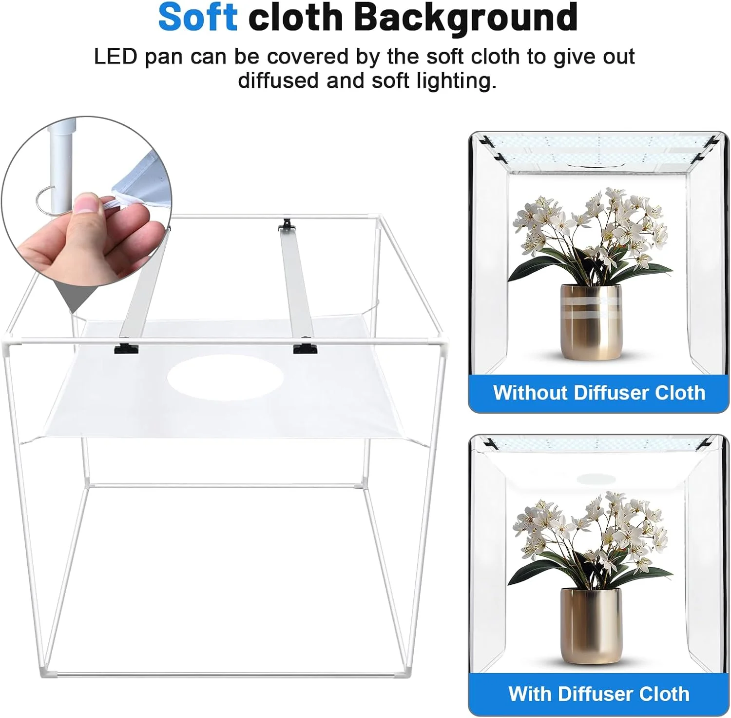 جعبه نور عکاسی 40x40 اینچ، جعبه عکس با قابلیت تنظیم 3 رنگ و 10 سطح روشنایی به همراه پارچه نور نرم، چادرهای عکاسی پس زمینه حرفه ای نور سفید، نور نرم، نور گرم جعبه نور عکاسی 40x40 اینچ، جعبه عکس با قابلیت تنظیم 3 رنگ و 10 سطح روشنایی به همراه پارچه نور نرم، چادرهای عکاسی پس زمینه حرفه ای نور سفید، نور نرم، نور گرم