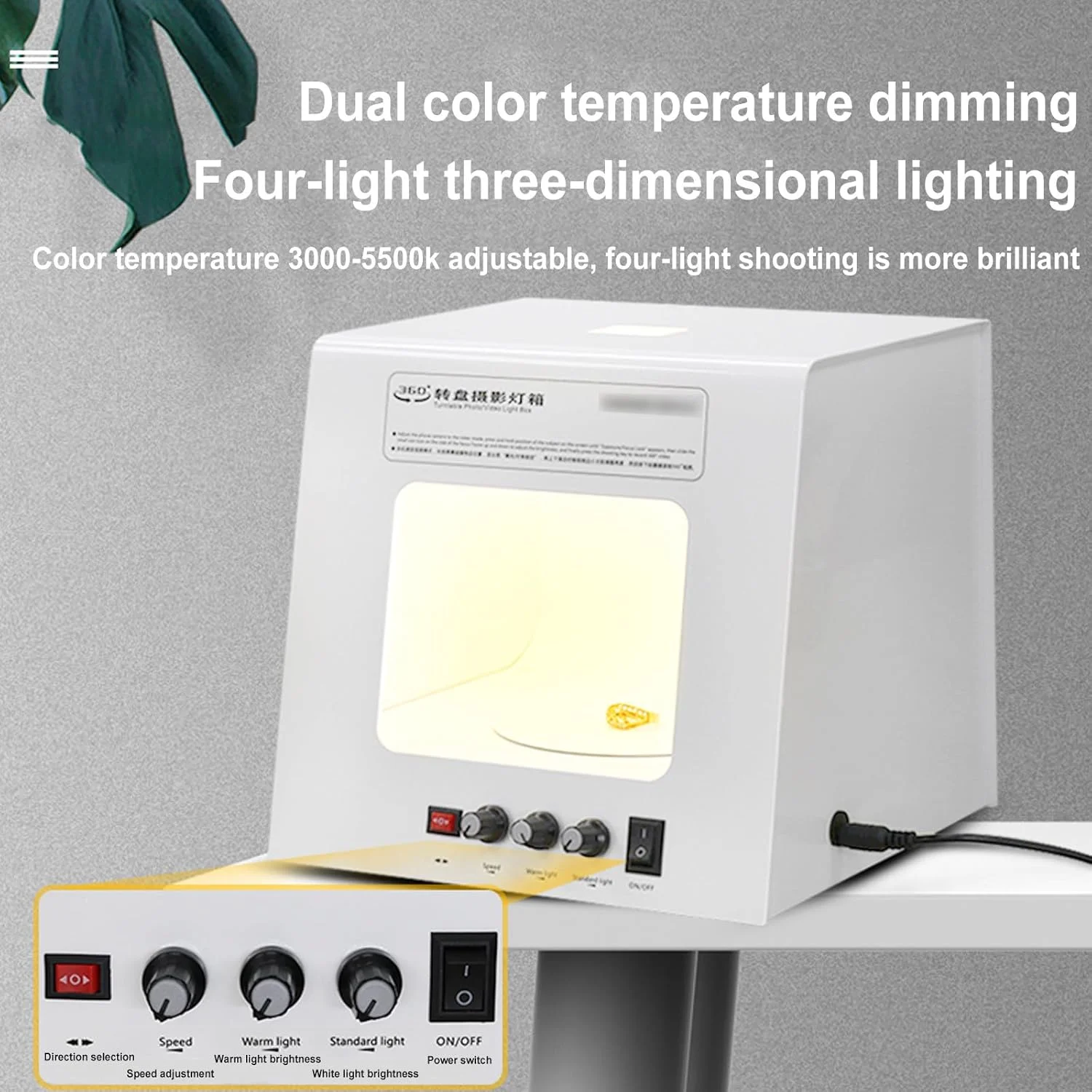 جعبه نور عکاسی، کیت چادر نور عکاسی چرخان الکتریکی 360 درجه با 4 چراغ LED و 5 پس زمینه رنگی، برای گردنبند، انگشتر، ساعت جعبه نور عکاسی، کیت چادر نور عکاسی چرخان الکتریکی 360 درجه با 4 چراغ LED و 5 پس زمینه رنگی، برای گردنبند، انگشتر، ساعت