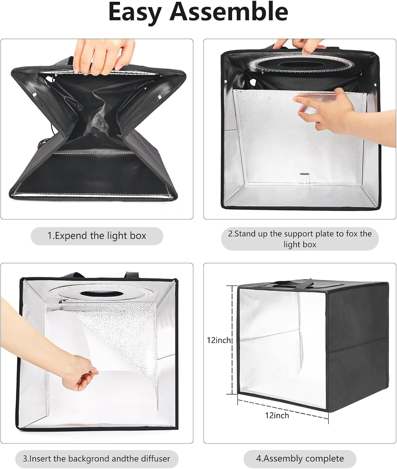 جعبه نور عکاسی LUXCEO با ابعاد 30x30x30 سانتی متر، جعبه نور LED با CRI 95+، چادر نور با 6 پس زمینه PVC، قابل حمل و تاشو، 120 مهره LED، ضبط چند زاویه ای