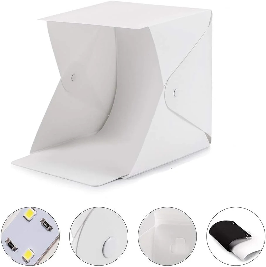 جعبه نور استودیویی کوچک 16 اینچی، کیت جعبه نور قابل حمل استودیویی عکاسی تاشو با نور LED، کیت چادر عکاسی، دارای نور داخلی و کابل USB جعبه نور استودیویی کوچک 16 اینچی، کیت جعبه نور قابل حمل استودیویی عکاسی تاشو با نور LED، کیت چادر عکاسی، دارای نور داخلی و کابل USB