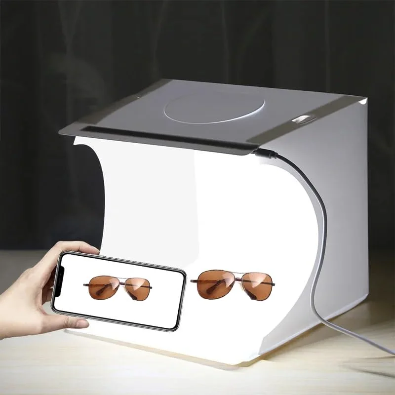 جعبه نور عکاسی تاشو قابل حمل، استودیوی نورپردازی LED با 6 رنگ پس زمینه، 40 چراغ LED، 2 میله نور، برای اشیاء کوچک