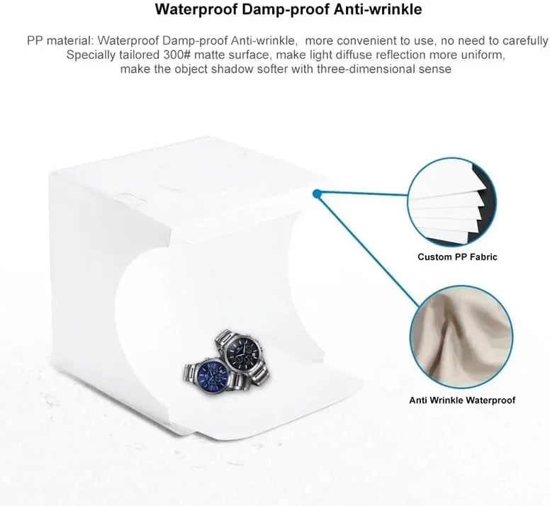 جعبه نور عکاسی تاشو قابل حمل، استودیوی نورپردازی LED با 6 رنگ پس زمینه، 40 چراغ LED، 2 میله نور، برای اشیاء کوچک