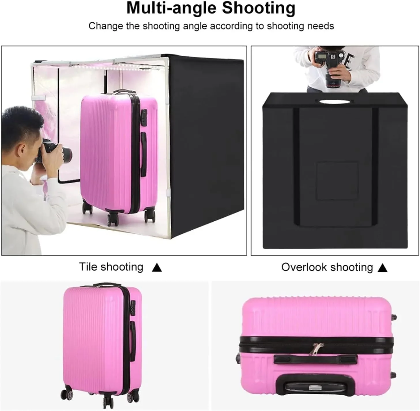 جعبه نور استودیویی قابل حمل 80 * 80 سانتی متر با ال ای دی سفید 80 وات 8500 لومن، دارای 3 پس زمینه رنگی، دو صفحه نور، چادر عکاسی تاشو برای عکاسی محصول و پرتره جعبه نور استودیویی قابل حمل 80 * 80 سانتی متر با ال ای دی سفید 80 وات 8500 لومن، دارای 3 پس زمینه رنگی، دو صفحه نور، چادر عکاسی تاشو برای عکاسی محصول و پرتره