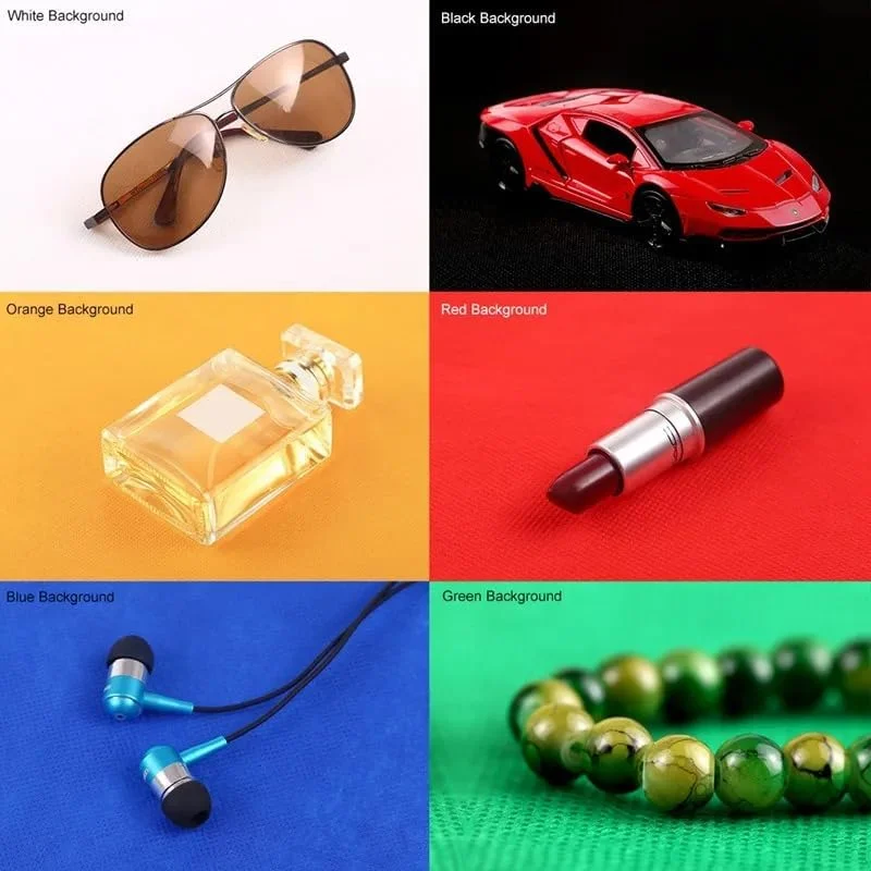 جعبه نور عکاسی تاشو قابل حمل، استودیوی نورپردازی LED با 6 رنگ پس زمینه، 40 چراغ LED، 2 میله نور، برای اشیاء کوچک