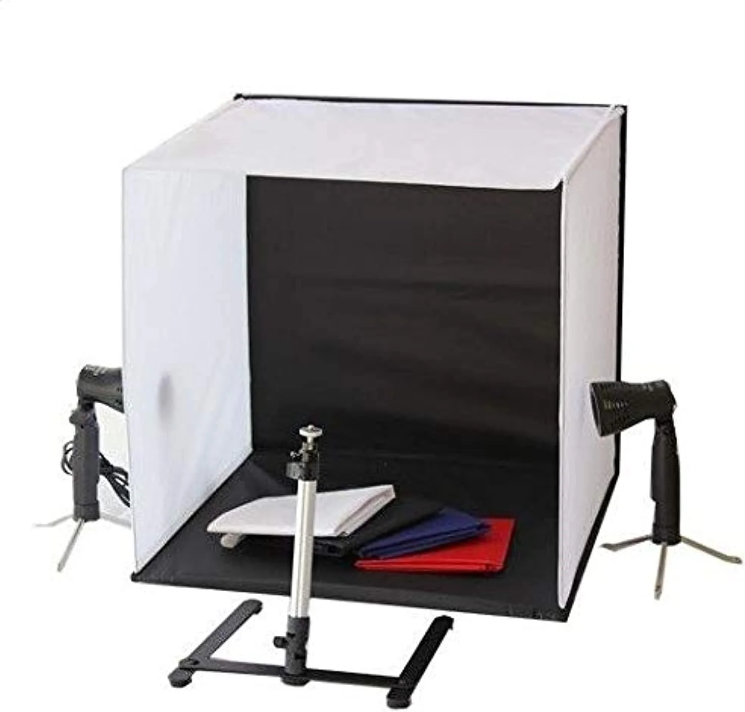 جعبه استودیوی عکس قابل حمل 50x50x50 سانتی متر با 2 لامپ و پایه سه پایه