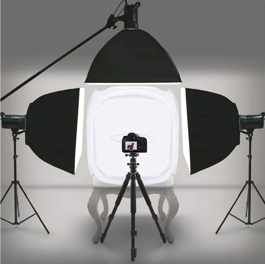 جعبه نور چادر عکاسی استودیویی قابل حمل با پس زمینه 4 رنگ (قرمز، آبی، مشکی، سفید) برای عکاسی در فضای داخلی و خارجی (80 سانتی متر)