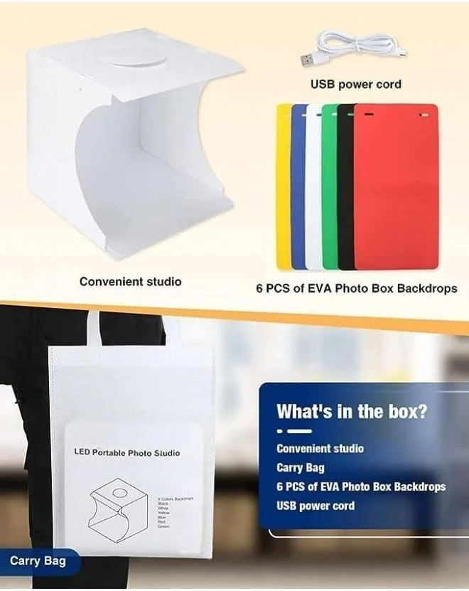 جعبه استودیویی عکسبرداری قابل حمل 40 سانتی متری با نور چند رنگ