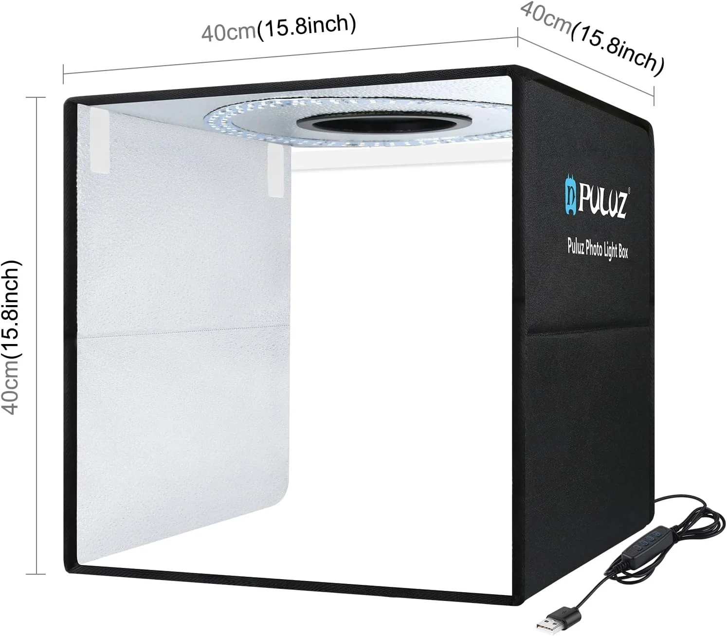 جعبه استودیوی عکس رومیزی تاشو LED مدل PU5041B، ابعاد 40x40 سانتی متر، سافت باکس با نور قابل تنظیم 3200K-6500K، دارای 144 عدد لامپ LED، 3 حالت نوردهی، 10 سطح روشنایی، تغذیه از طریق USB، همراه با 6 پس زمینه رنگی جعبه استودیوی عکس رومیزی تاشو LED مدل PU5041B، ابعاد 40x40 سانتی متر، سافت باکس با نور قابل تنظیم 3200K-6500K، دارای 144 عدد لامپ LED، 3 حالت نوردهی، 10 سطح روشنایی، تغذیه از طریق USB، همراه با 6 پس زمینه رنگی