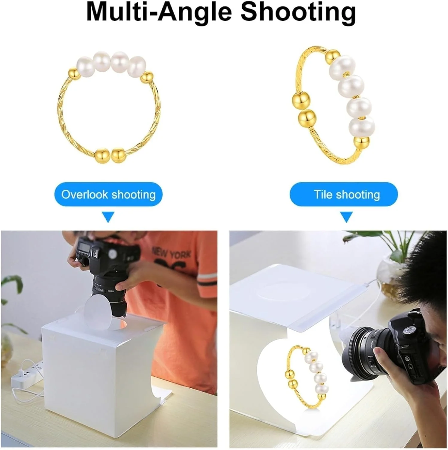 جعبه نور مینی قابل حمل 9 اینچی با 20 LED، استودیوی عکس رومیزی حرفه ای برای عکاسی از محصولات کوچک و عکاسی تجارت الکترونیک