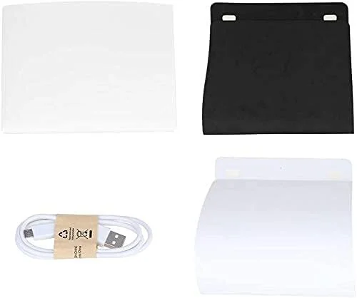 جعبه نور عکاسی مینیاتوری SATYAM KRAFT، دارای پس زمینه سفید و مشکی و 20 چراغ LED، 20 سانتی متر