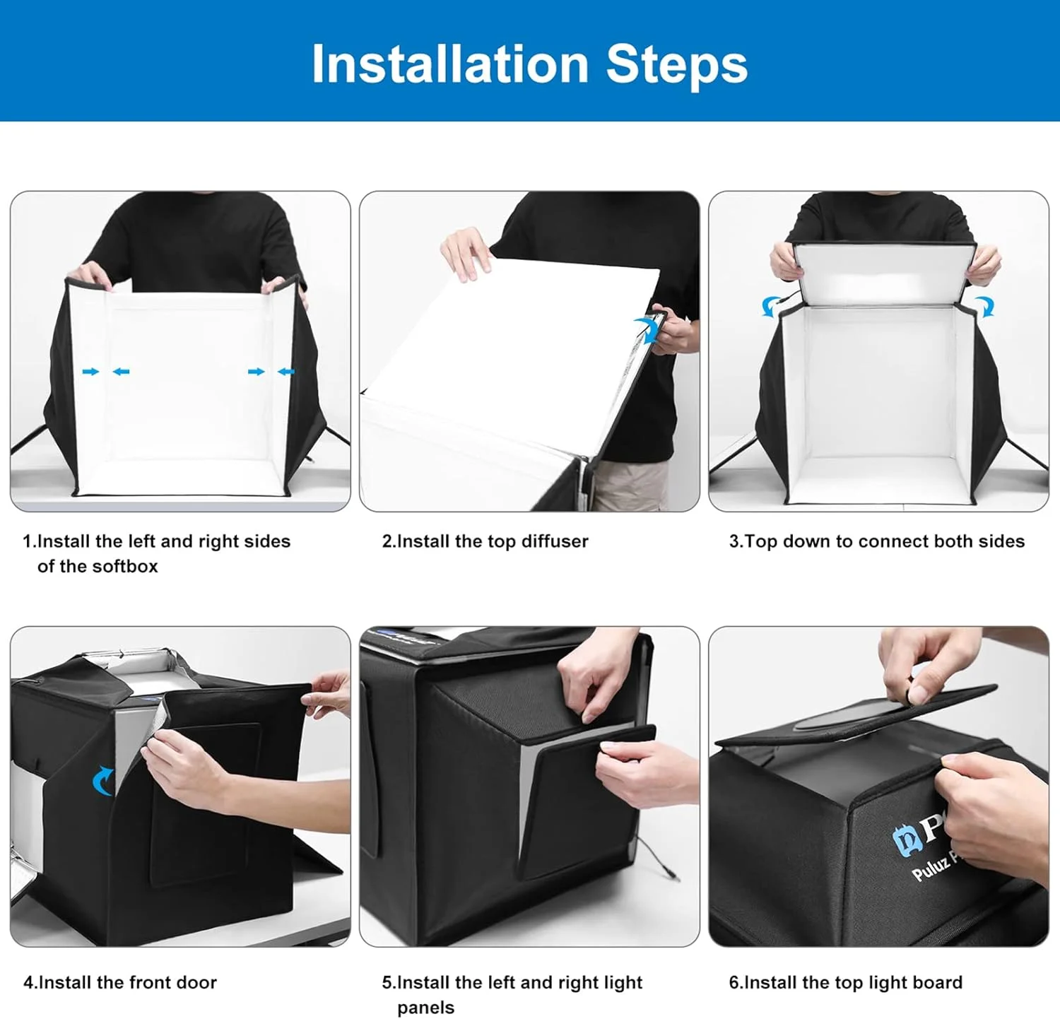 جعبه استودیوی عکس رومیزی تاشو با نور ال ای دی مدل PU5042B با 480 عدد لامپ CRI95 70W 5500K با قابلیت تنظیم نور و 4 پس زمینه رنگی برای عکاسی از محصولات کوچک جعبه استودیوی عکس رومیزی تاشو با نور ال ای دی مدل PU5042B با 480 عدد لامپ CRI95 70W 5500K با قابلیت تنظیم نور و 4 پس زمینه رنگی برای عکاسی از محصولات کوچک