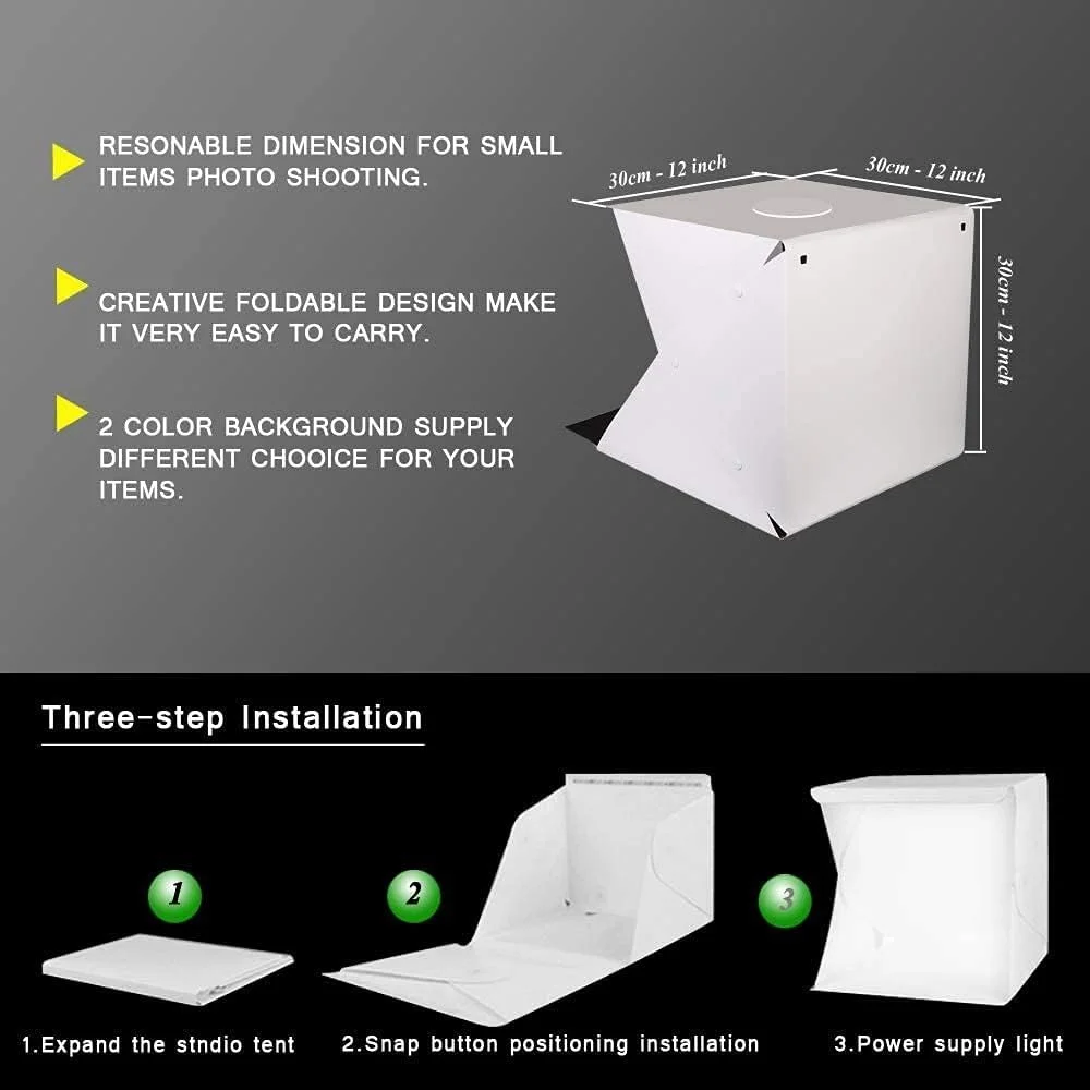 جعبه نور استودیویی متوسط ساتیام کرافت مناسب عکاسی محصول، عکاسی و کارهای DIY (یک عدد، 30 سانتی متر)