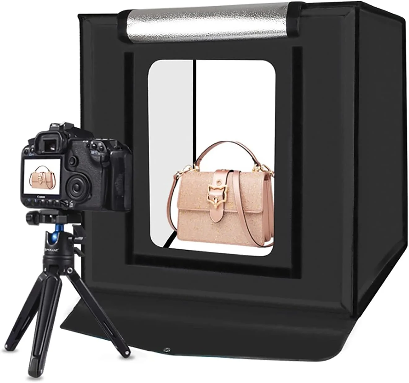 جعبه نور قابل حمل برای عکاسی، 80 سانتی‌متری LED با قابلیت تنظیم نور دو رنگ، کیت چادر عکاسی تاشو حرفه‌ای با پس‌زمینه 6 رنگ، مناسب برای عکاسی از لوازم جانبی، لوازم آرایشی، ساعت
