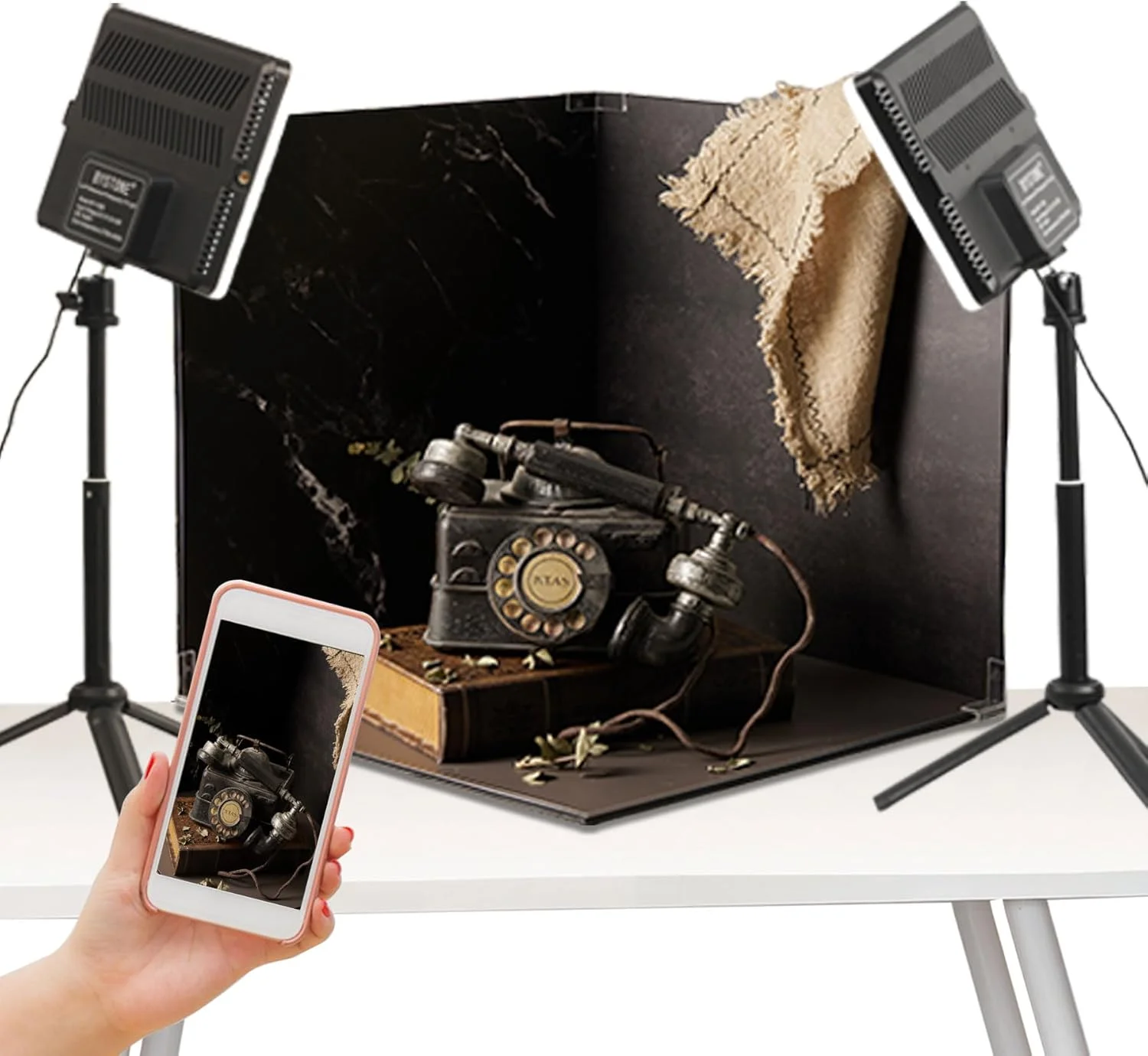 جعبه نور ارتقا یافته، جعبه نور استودیویی عکس قابل حمل 16x16، کیت چادر حرفه ای با 288 چراغ LED، 15 پس زمینه با کیفیت بالا برای عکاسی از غذا و محصولات کوچک