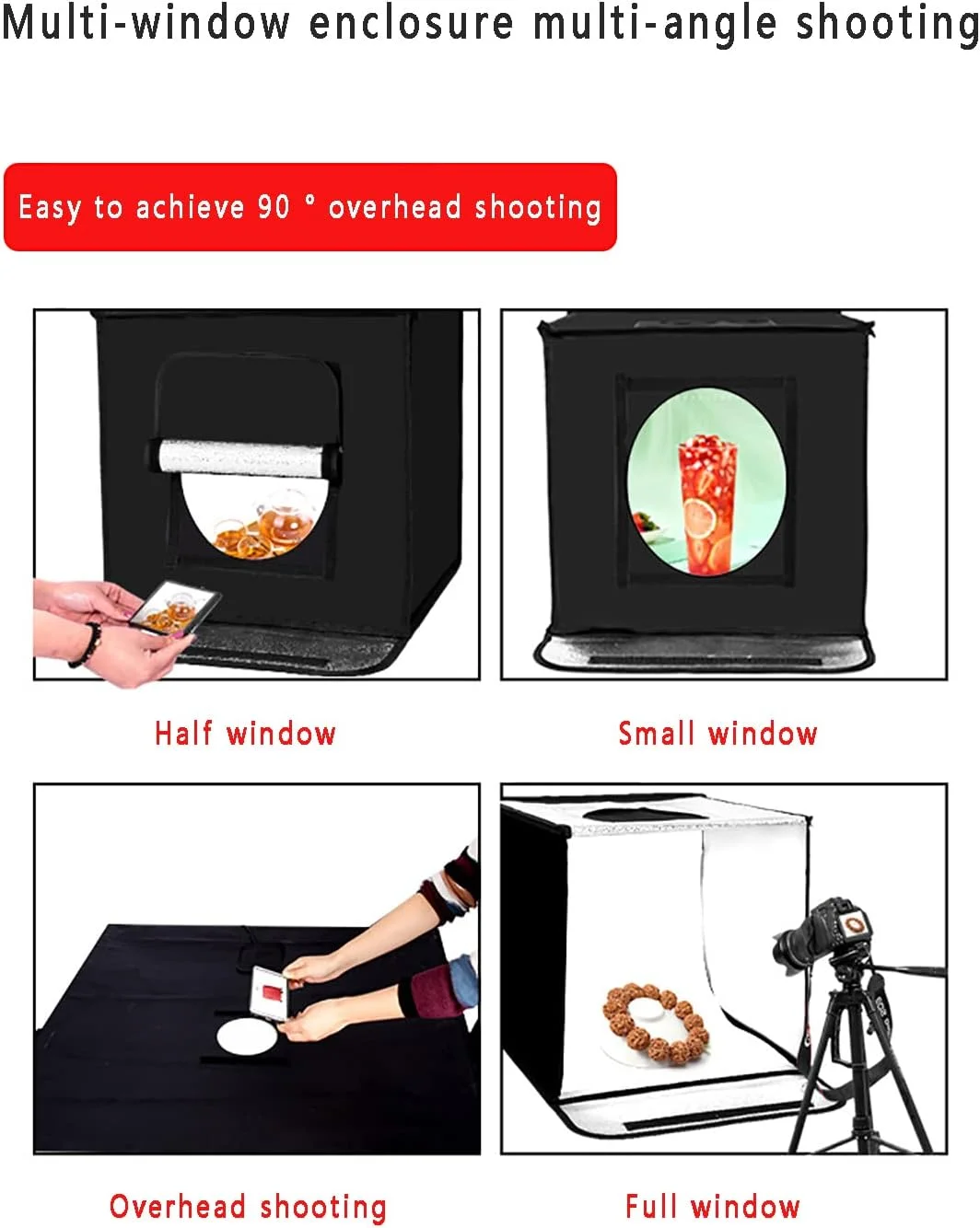 جعبه نور قابل حمل برای عکاسی، 80 سانتی‌متری LED با قابلیت تنظیم نور دو رنگ، کیت چادر عکاسی تاشو حرفه‌ای با پس‌زمینه 6 رنگ، مناسب برای عکاسی از لوازم جانبی، لوازم آرایشی، ساعت