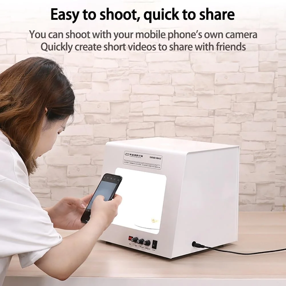 جعبه نور استودیویی عکس مینی، جعبه نرم کننده نور چادر عکاسی جواهرات با قابلیت چرخش 360 درجه، کیت چادر عکاسی چرخان الکتریکی با قابلیت تنظیم روشنایی، پس زمینه مشکی قابل جابجایی (اندازه: TB20)