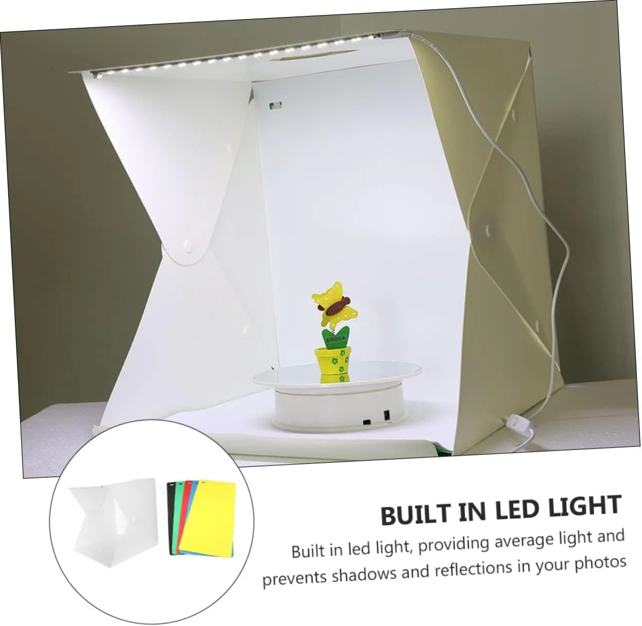 چادر استودیویی عکسبرداری کوچک یاردن فان با 6 رنگ پس زمینه قابل حمل و جعبه چراغ های ال ای دی 30 سانتی متری تاشو برای عکاسی