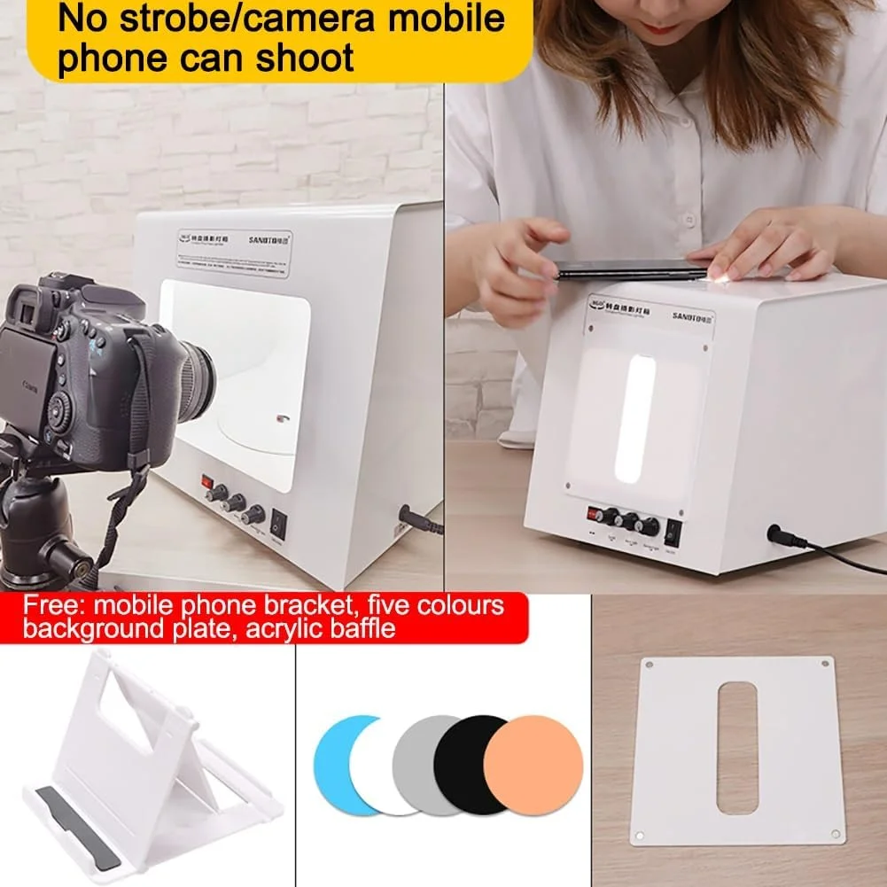 جعبه نور استودیویی عکس مینی، جعبه نرم کننده نور چادر عکاسی جواهرات با قابلیت چرخش 360 درجه، کیت چادر عکاسی چرخان الکتریکی با قابلیت تنظیم روشنایی، پس زمینه مشکی قابل جابجایی (اندازه: TB20)