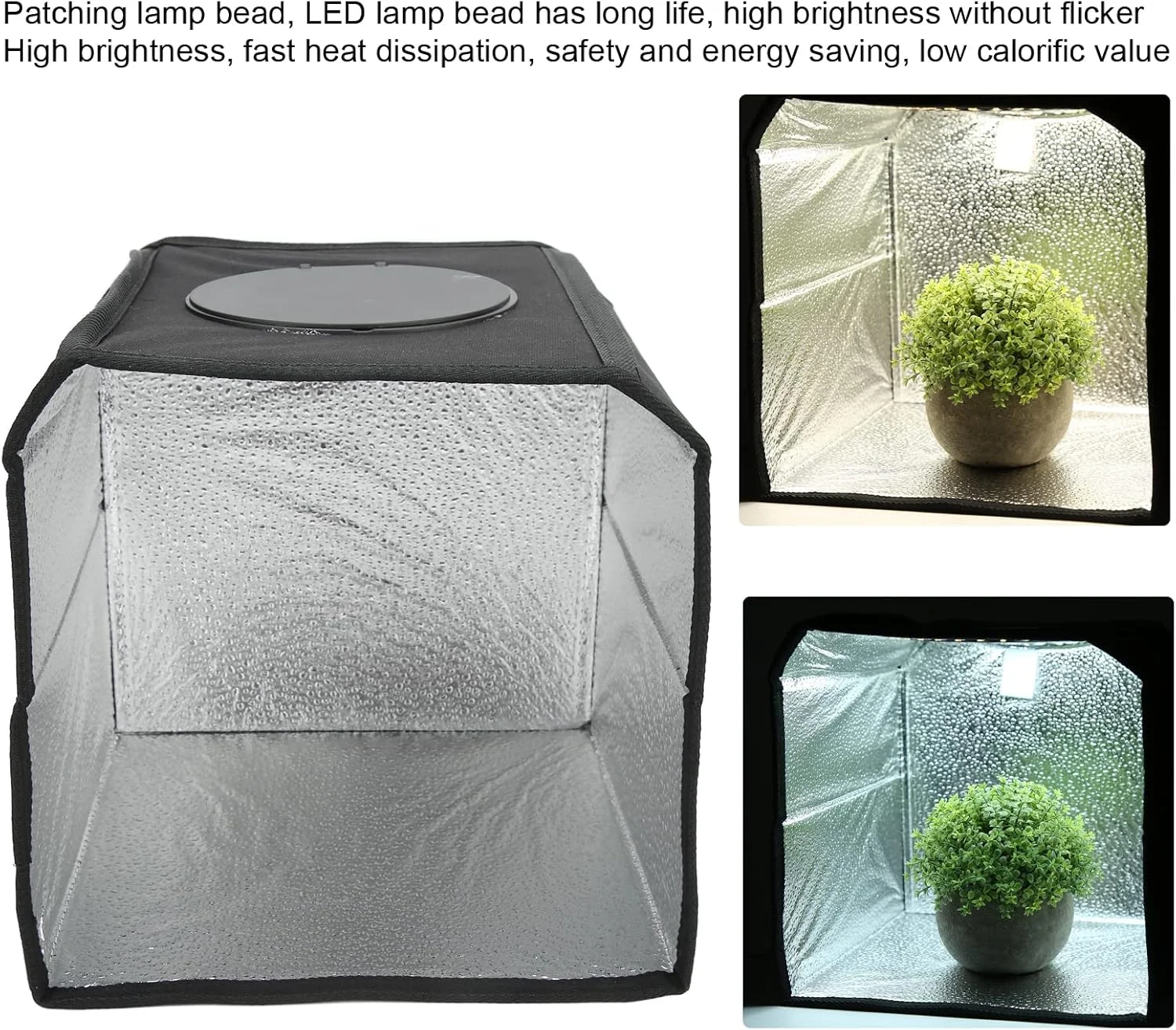 چادر نور قابل حمل، جعبه نور ال ای دی دوربین، جعبه استودیویی با قابلیت تنظیم نور، چند پنجره، مهره لامپ پچینگ، با دوشاخه USB، برای عکاسی (25 سانتی متر)