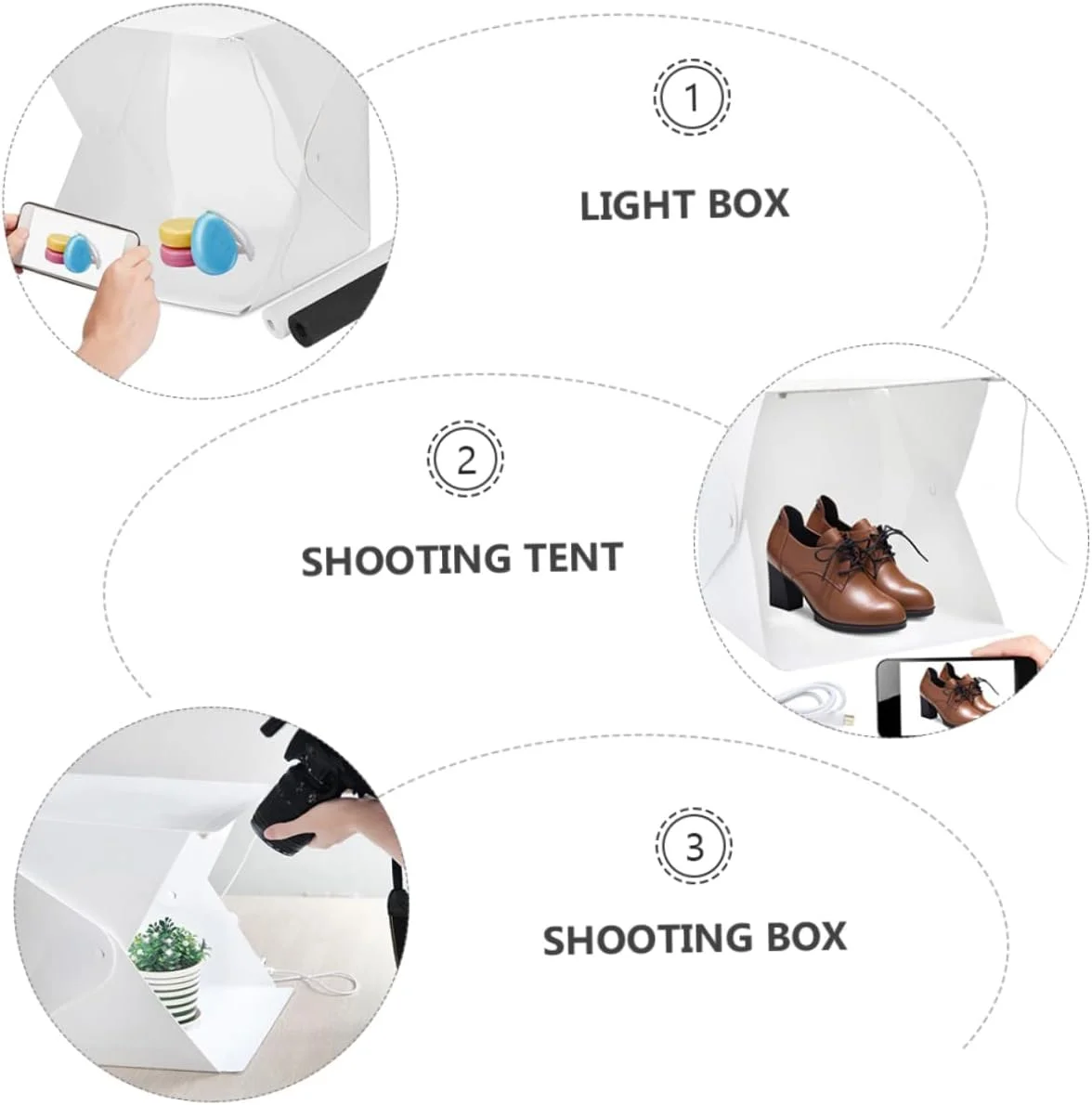 جعبه نور عکاسی استودیویی یاردن‌فان، جعبه نور فشرده عکس، چادر نور قابل حمل دو رنگ برای تصاویر محصول فروشگاه آنلاین با منبع تغذیه