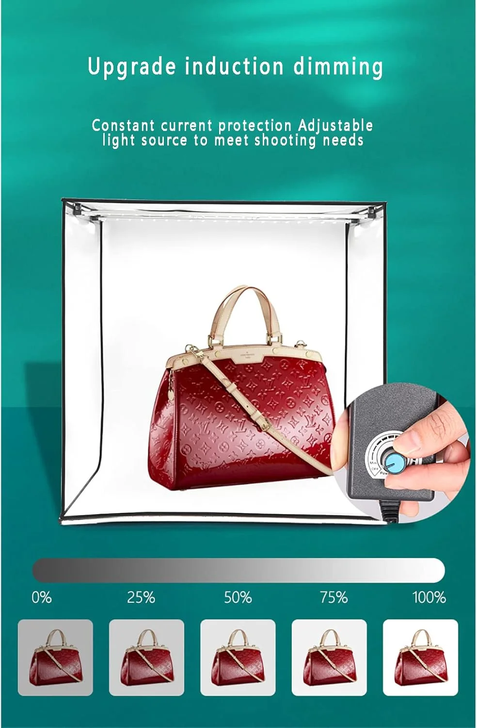 جعبه نور قابل حمل برای عکاسی، 80 سانتی‌متری LED با قابلیت تنظیم نور دو رنگ، کیت چادر عکاسی تاشو حرفه‌ای با پس‌زمینه 6 رنگ، مناسب برای عکاسی از لوازم جانبی، لوازم آرایشی، ساعت