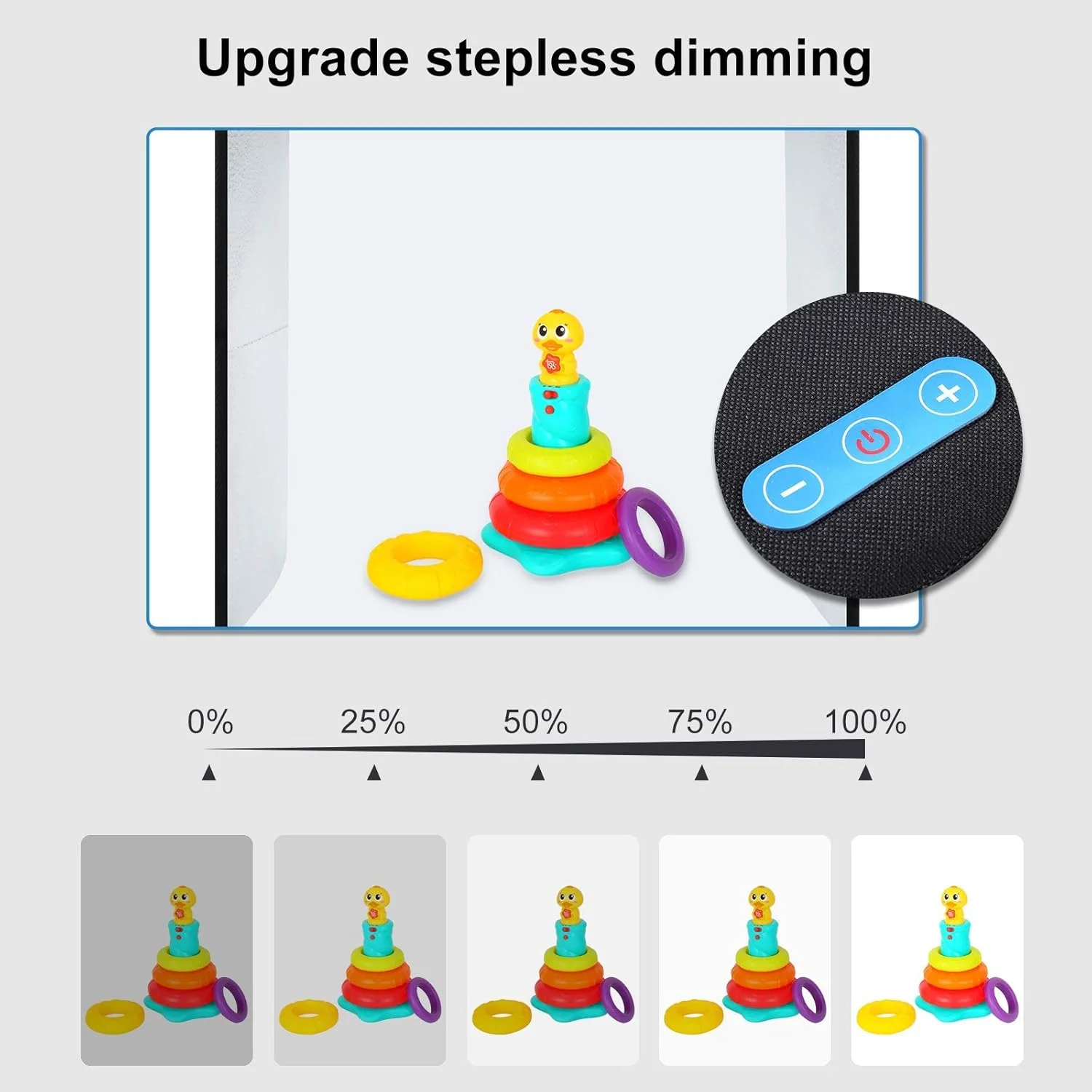 جعبه نور عکاسی، جعبه نور استودیویی قابل حمل، کیت چادر عکاسی حرفه ای 16" x 16" با نور LED رومیزی 216 و 3 پس زمینه جعبه عکس برای عکاسی محصول