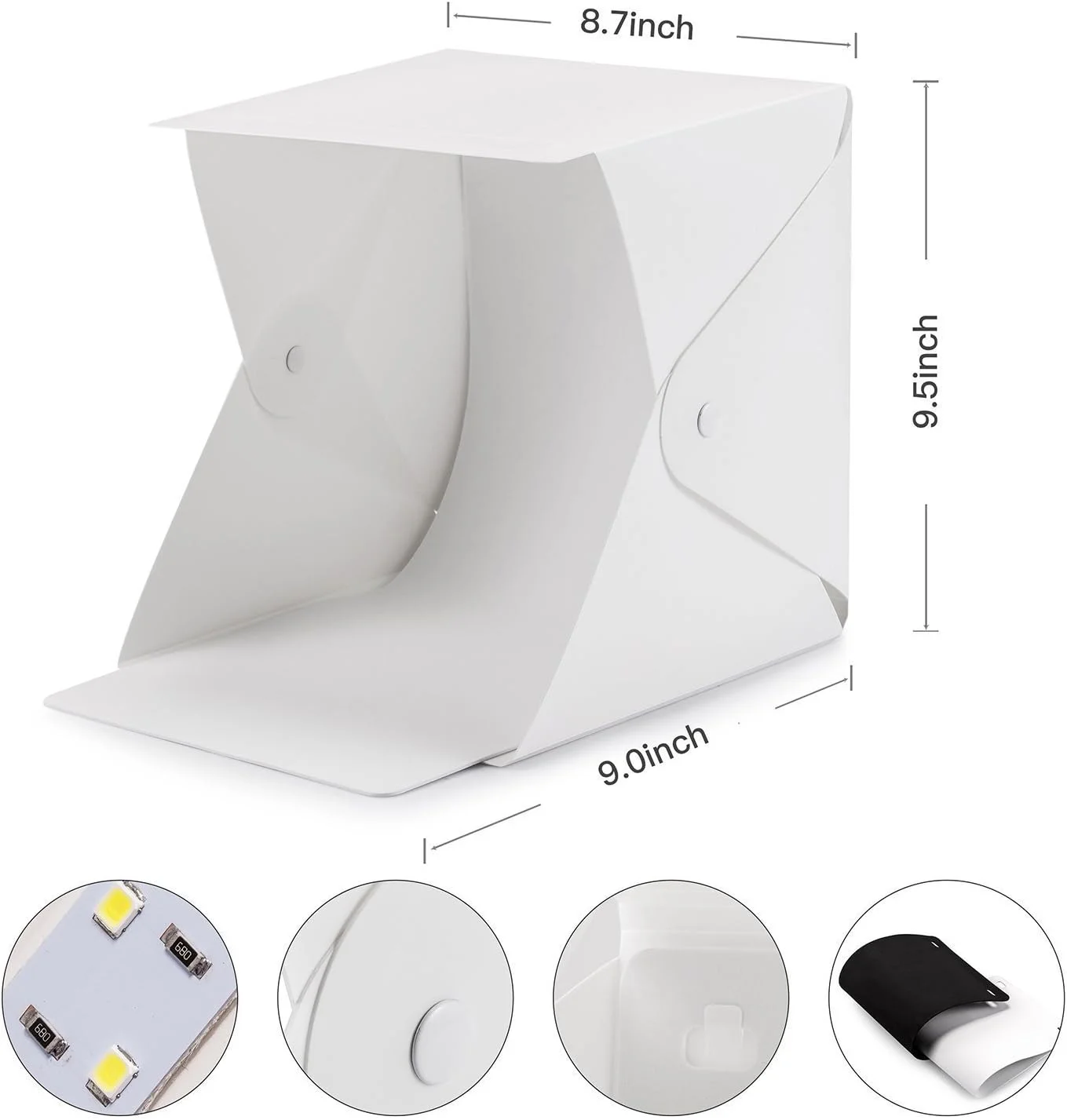 جعبه نور قابل حمل کوچک استودیویی سیگا برای عکاسی محصول با پس زمینه (23 سانتی متر) جعبه نور قابل حمل کوچک استودیویی سیگا برای عکاسی محصول با پس زمینه (23 سانتی متر)