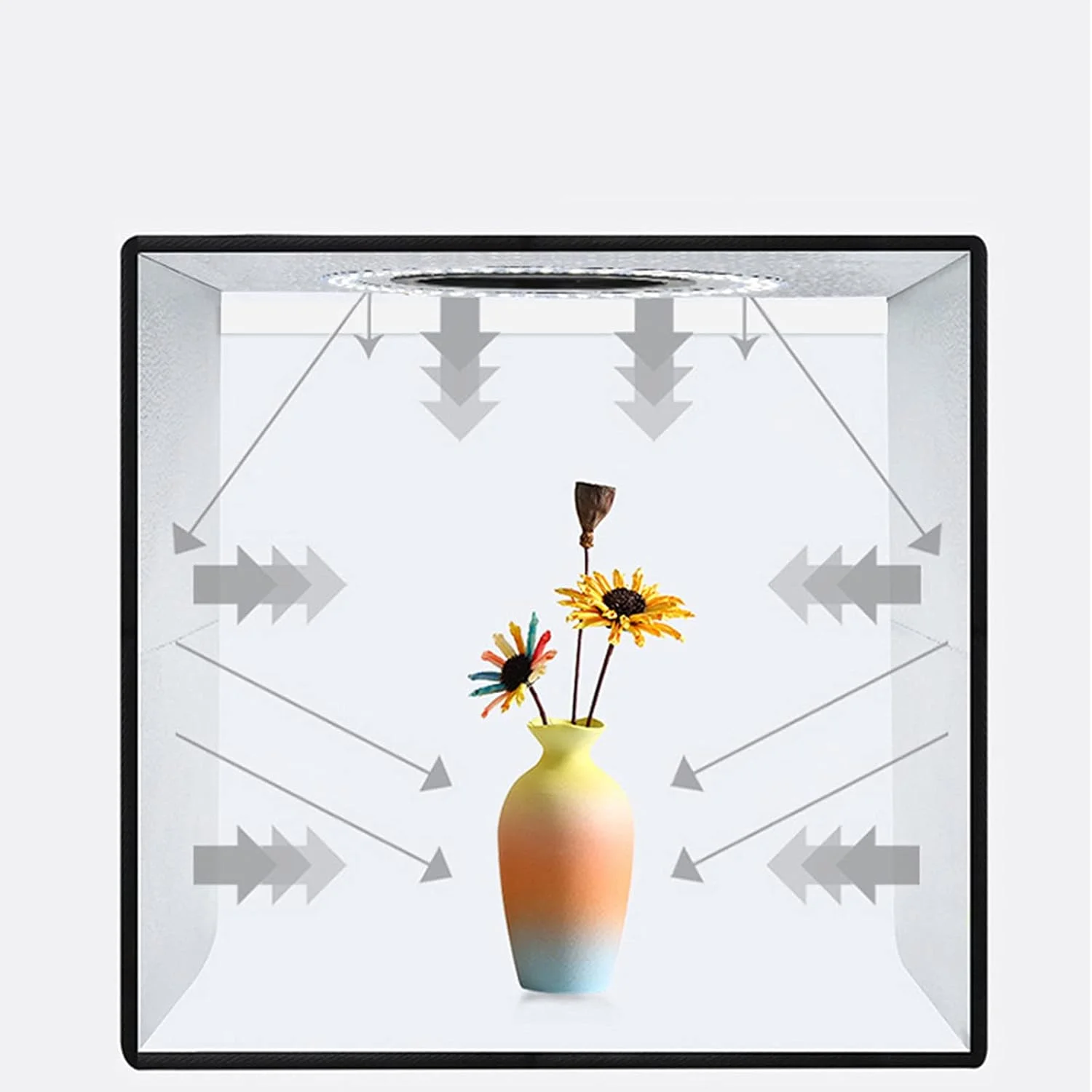 جعبه نور استودیویی عکس Yolispa 30 سانتی‌متری، جعبه نور تاشو برای عکاسی، مکعب نور با سطوح روشنایی قابل تنظیم و 6 پس‌زمینه رنگی برای نمایش محصول