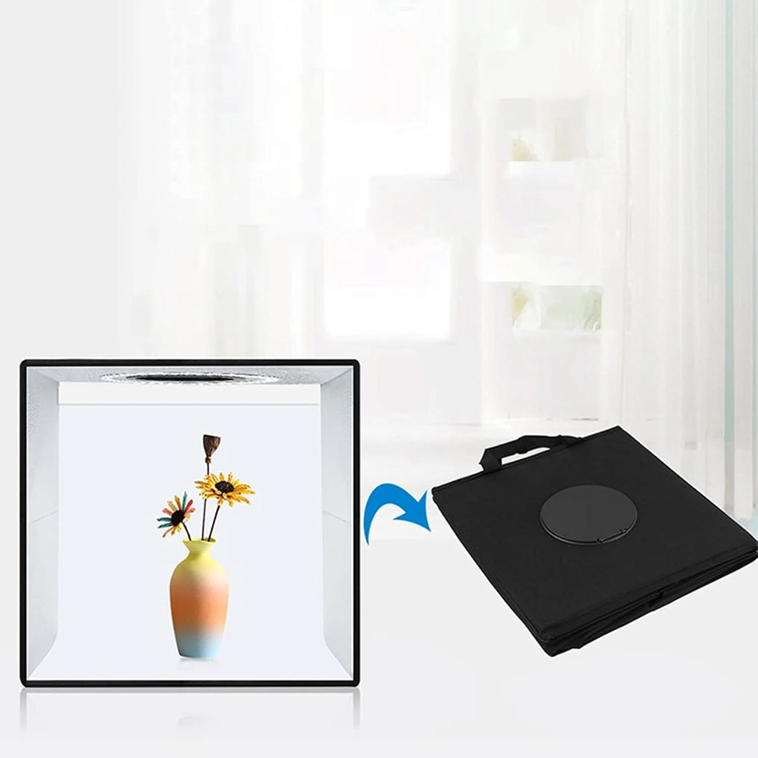 جعبه نور استودیویی عکس Yolispa 30 سانتی‌متری، جعبه نور تاشو برای عکاسی، مکعب نور با سطوح روشنایی قابل تنظیم و 6 پس‌زمینه رنگی برای نمایش محصول