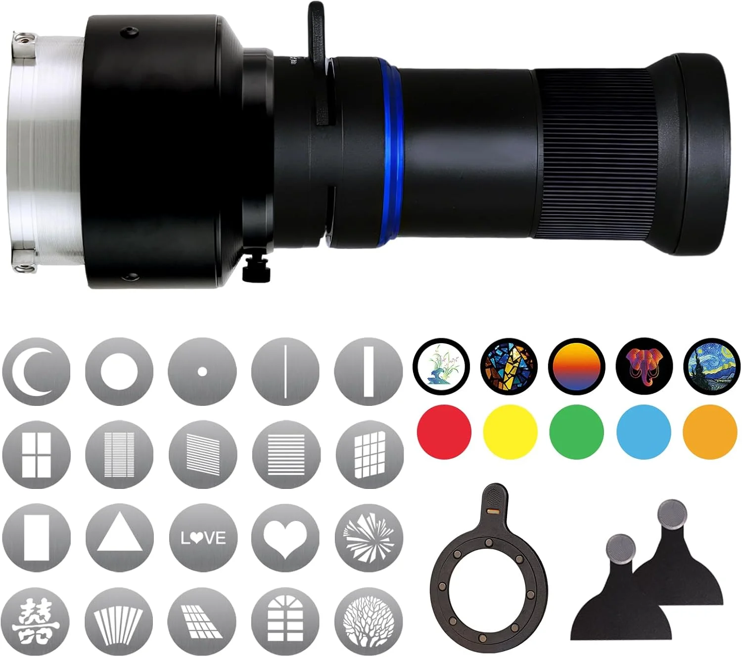 کیت نورپردازی اسنوت اپتیکال Bussi با 25 گوبو، هولدر مغناطیسی گوبو سازگار با نور LED آپچر، گودکس، نیور - ایجاد جلوه های نوری چشمگیر برای پرتره ها/عکس های محصول