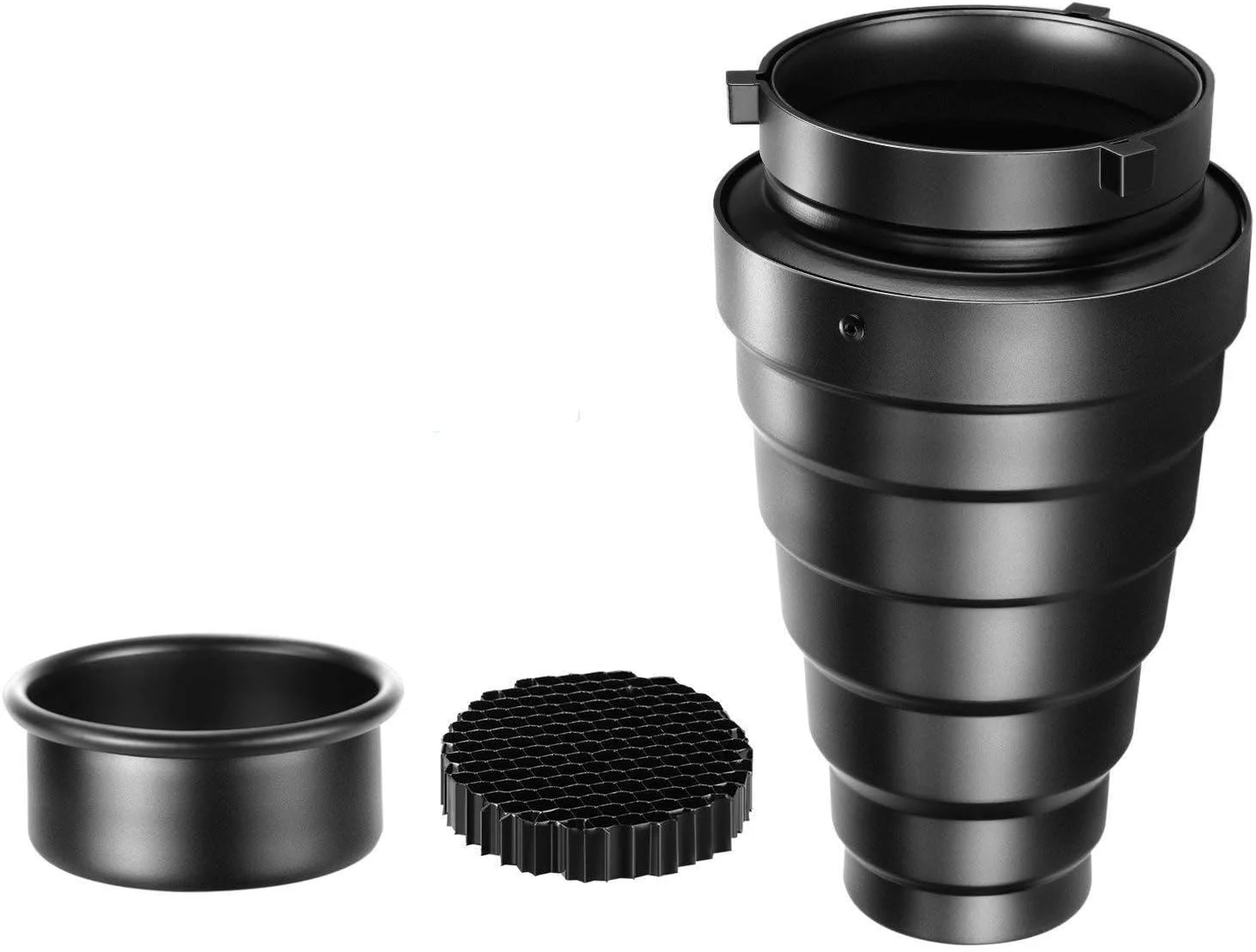 مخروطی بزرگ آلیاژ آلومینیوم با شبکه لانه زنبوری برای نور فلاش استودیویی مانت بوئنز