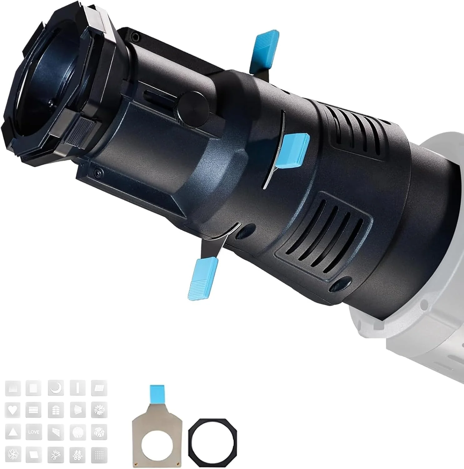 کیت اسنوت نوری مخروطی نورافکن برای فلاش اسپیدلایت، تک نور پرتره، اتصال پروژکتور مانت بوئنز با 4 فیلتر رنگی و 25 گوبو، سازگار با Aputure Amaran، Godox SL60