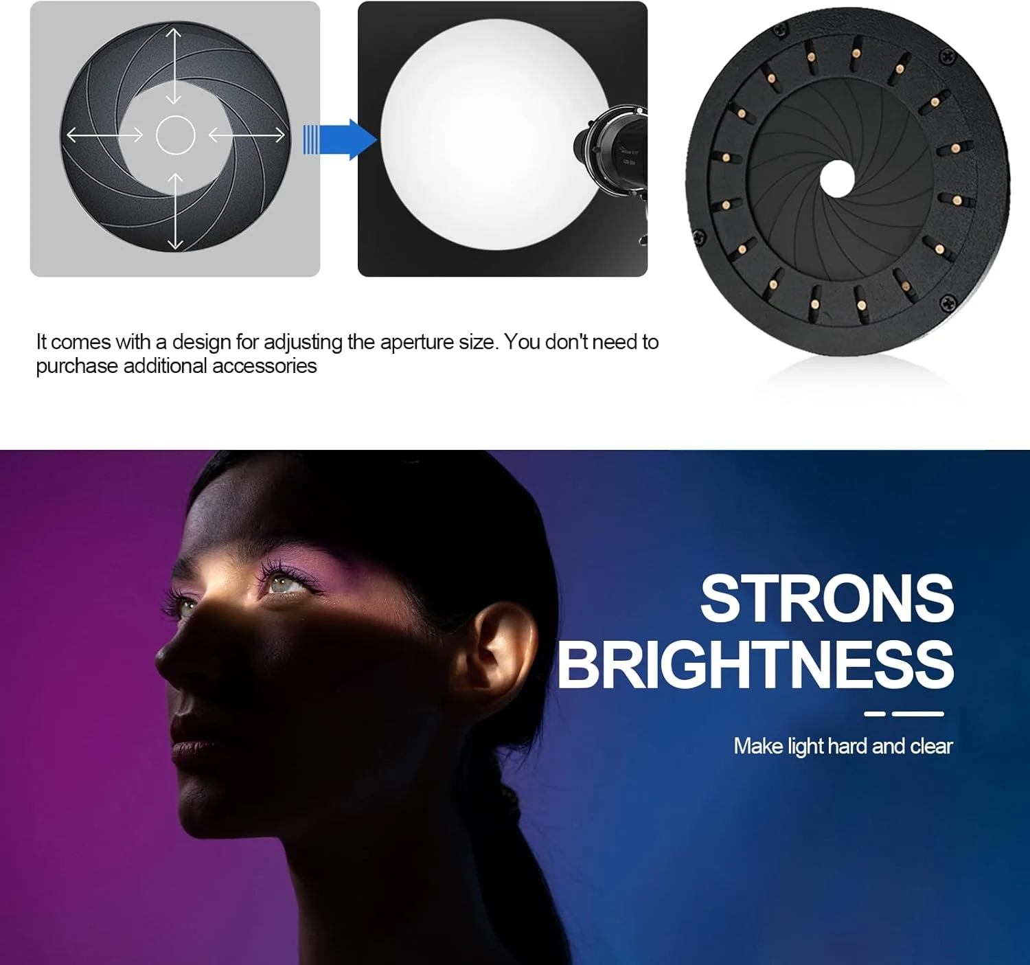 اتصال پروژکتور مانت بوونز، کیت اسنوت اپتیکال مخروطی نورافکن برای فلاش اسپیدلایت/مونولایت، مدلینگ هنرمند، استفاده از نور برای استودیو با 12 گوبو، لوازم جانبی عکاسی