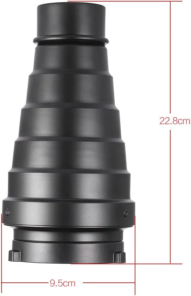 مخروطی نور فلزی Domary به همراه شبکه لانه زنبوری و کیت فیلتر رنگی 5 عددی برای فلاش استودیویی مانت بوئنز