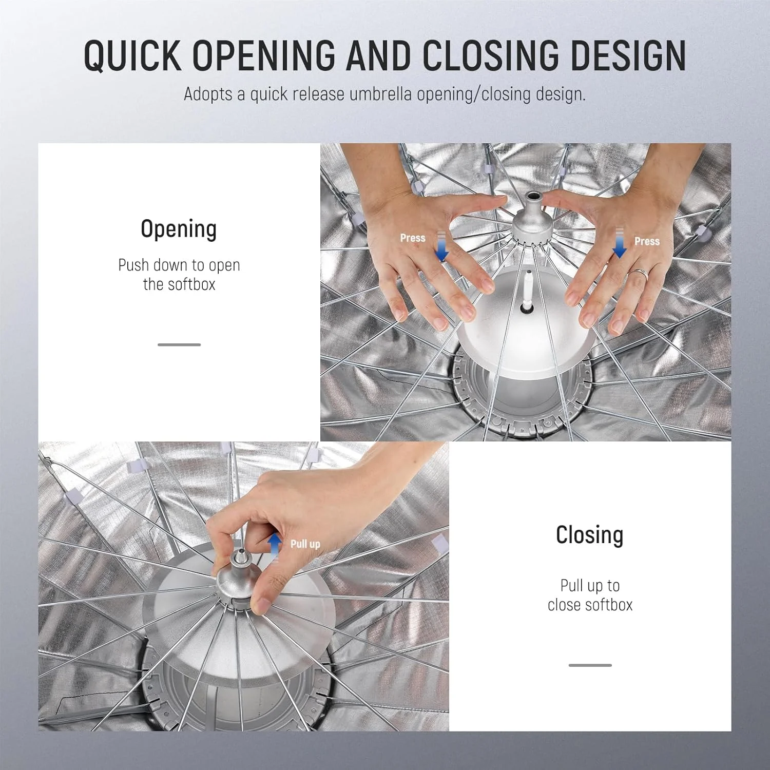 نرم باکس پارابولیک شانزده ضلعی NEEWER با قطر 85 سانتی متر، نصب/تا شدن سریع مانند چتر با مانت بوئنز، دیش فلزی/دیفیوزرها/گرید/کیف، سازگار با Aputure Godox، NS85U