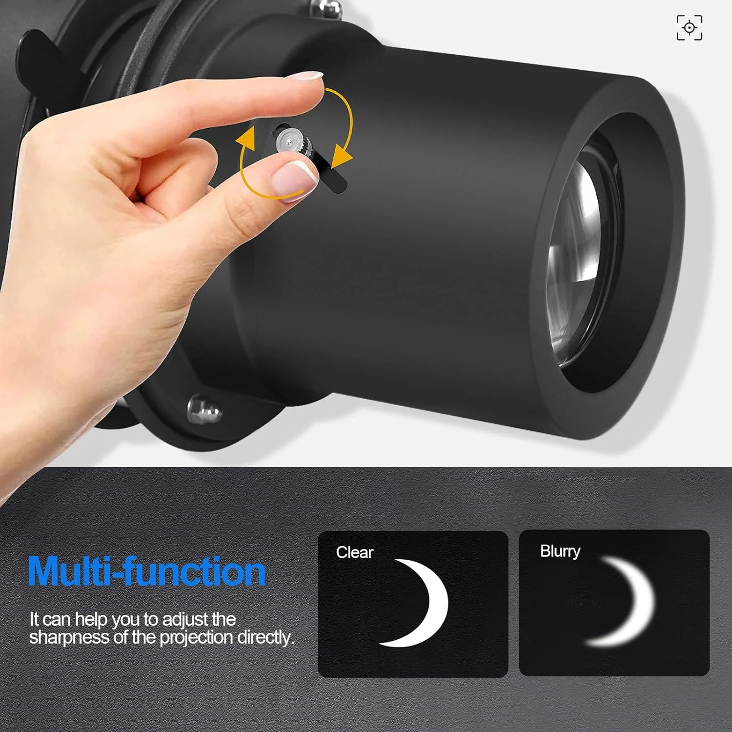 مخروطی نور فلاش با مانت بوئنز Wellmaking به همراه لنز نوری و گوبوهای متنوع، مناسب برای شکل دهی نور در استودیو و عکاسی