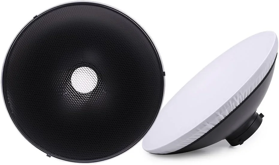 AECAM - نورپردازی استودیویی 70 سانتی متری با دیفیوزر، کاسه زیبایی، سایه بان لامپ و مانت بوونز به همراه رفلکتور لانه زنبوری