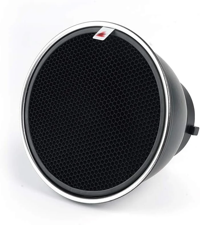 دیفیوزر رفلکتور فلاش مانت بوونز استاندارد 7 اینچی eWINNER به همراه گرید لانه زنبوری برای فلاش های استودیویی بوونز گودوکس YONGNUO، نور فلاش اسپیدلایت، عکاسی تبلیغاتی و عروسی (50 درجه)